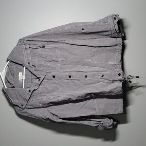 Christopher & Banks button front cinched waist shirt jacket 100% cotton